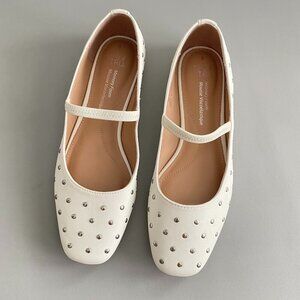 Time And Tru White Studded Mary Jane Flats Sz 8​